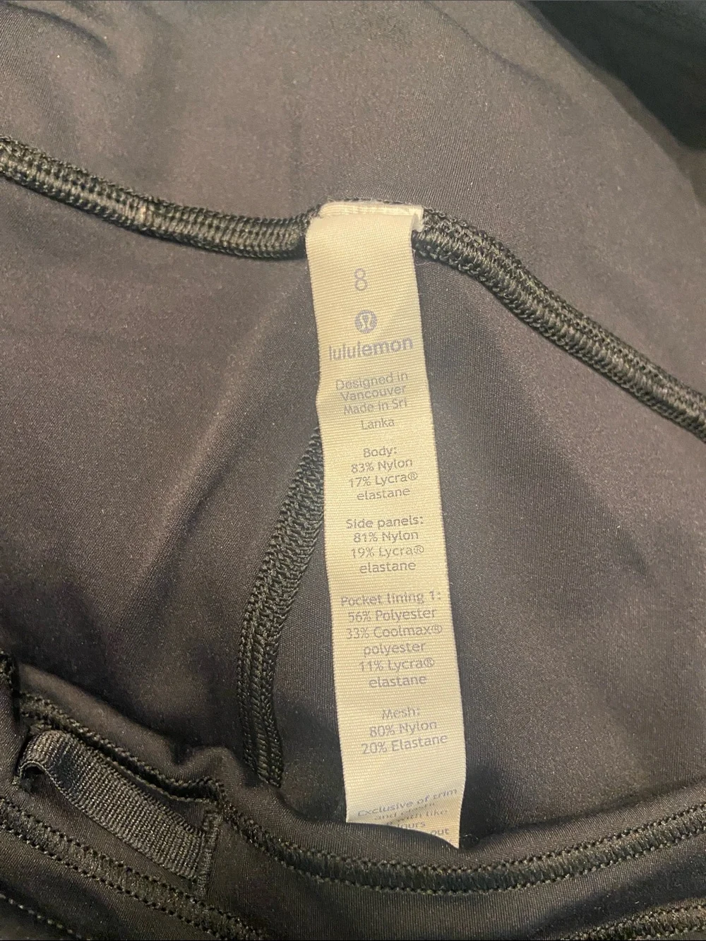 Lululemon Black & Gray Color Me Quick 7/8 Tight Athletic Pants Leggings Size 8